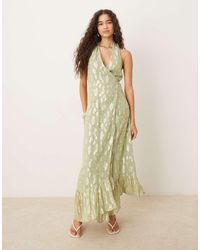 Never Fully Dressed - Halter Neck Metallic Maxi Dress - Lyst