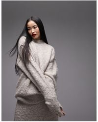 TOPSHOP - Knitted Long Line Boucle Jumper - Lyst
