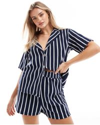 ASOS - Pantalones Cortos Azul Marino A Rayas Blancas De (Parte De Un Conjunto) - Lyst