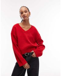 ASOS - Gebreide Trui Met Wijde Mouwen En V-Hals - Lyst