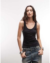 Weekday - Canotta Con Collo A Serafino Nera - Lyst