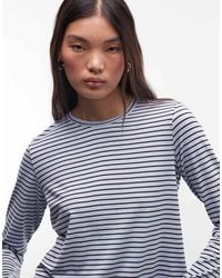 Monki - Long Fluted Sleeve Stripe Jersey Top - Lyst