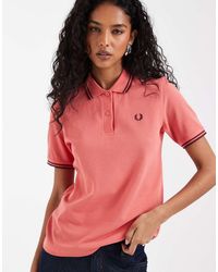 Fred Perry - Polo Con Ribetes Dobles Burdeos De - Lyst