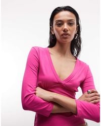 Collusion - Plunge V Neck 3/4 Sleeve Top - Lyst