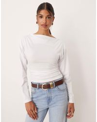 ASOS - Off Shoulder Cinched Waist Long Sleeve Asymemetric Top - Lyst