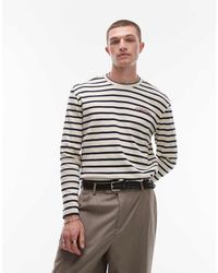 Calvin Klein - Top A Maniche Lunghe A Righe Con Ricamo - Lyst