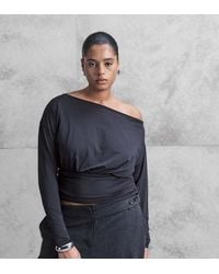 ASOS - Asos Design Curve Slinky Off Shoulder Long Sleeve Top With Cinch Waist Detail - Lyst