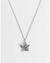 Reclaimed Vintage - Unisex Molten Star Necklace With Coloured Stones - Lyst