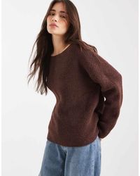 Miss Selfridge - Jersey Marrón De Corte Suelto Con Escote Bardot De - Lyst