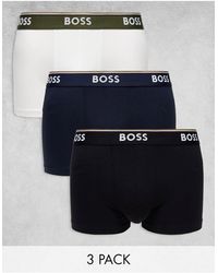 BOSS - Power - confezione da 3 boxer aderenti bianchi, blu navy e neri - Lyst