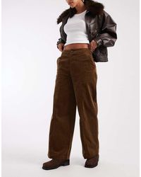 ASOS - Cord Wide Leg Ankle Grazer Trousers - Lyst