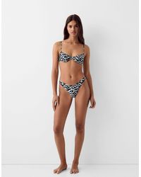 Bershka - – bikinihose mit v-förmiger vorderseite und zebramuster, kombiteil - Lyst