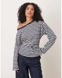ASOS - Long Sleeve Off Shoulder Corset Waist Tee - Lyst