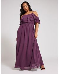 Yours Clothing - Frill Cold Shoulder Maxi Dress - Lyst