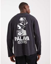 ASOS - Oversized T-Shirt Van Zware Stof Met Lange Mouwen En Print Op De Achterkant - Lyst