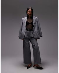 4th & Reckless - Double Belt Pleat Detail Wide Leg Tailored Pants - Lyst