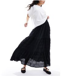 Pieces - Textured Tiered Maxi Skirt - Lyst