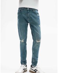 Pull&Bear - Ripped Skinny Jeans - Lyst