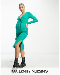 Mama.licious - Mamalicious Maternity Nursing Tie Waist Midi Dress - Lyst
