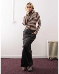 Noisy May - Faux Leather Maxi Skirt With Front Slit - Lyst