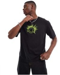 HUGO - Camiseta Negra Con Estampado Gráfico Nugix De - Lyst