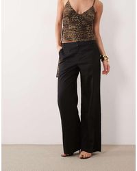 GOOD AMERICAN - Linen Blend Mid Rise Relaxed Wide Leg Trouser - Lyst