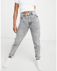 Bershka – Mom-Jeans aus Bio-Baumwolle - Grau