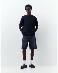 Pull&Bear - Bermuda décontracté coupe baggy en jean - noir délavé - Lyst