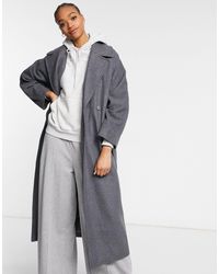 Weekday Kia - Cappotto sartoriale lungo allacciato - Grigio