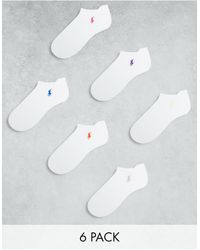 Polo Ralph Lauren - Confezione da 6 paia di calzini sportivi bianchi con logo - Lyst