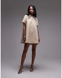 & Other Stories - Jacquard Mini Swing Dress With Embellished Collar - Lyst