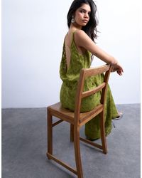 TOPSHOP - – midikleid für besondere anlässe aus em ausbrennerstoff mit verdrehtem träger - Lyst