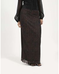 Brave Soul - Animal Print Mesh Maxi Skirt - Lyst