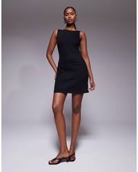 ASOS - Denim Slash Neck Bodycon Mini Dress - Lyst