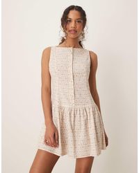 ASOS - Slash Neck Button Down Dropped Waist Mini Dress - Lyst