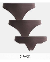 ONLY - 3 Pack Ribbed Seamless Thong - Lyst