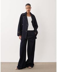 Mango - Alma 100% Cotton Pleat Front Denim Trouser Co-ord - Lyst