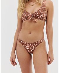 Rhythm Zanzibar - Hoogopgesneden Bikinibroekje Met Stippen - Bruin