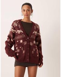For Love & Lemons - Knitted Oversized Button Down Cardigan - Lyst