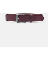 Pull&Bear - Ceinture effet cuir basique bordeaux - Lyst