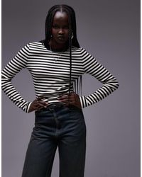 TOPSHOP - Stripe Scoop Neck Long Sleeve Top - Lyst