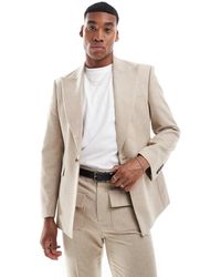 ASOS - Chaqueta De Traje De Corte Slim Con Solapas De Estilo Años 70 De Mezcla De Lana De - Neutro - Lyst