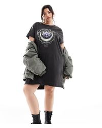 ONLY - T-shirt Mini Dress With Lotus Graphic - Lyst