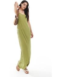 Vero Moda - Plisse Jersey Maxi Dress With Asymmetric Hem - Lyst