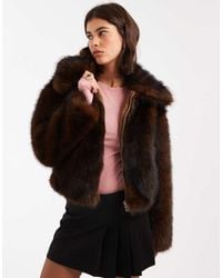 Miss Selfridge - Faux Fur Collar Detail Bomber - Lyst