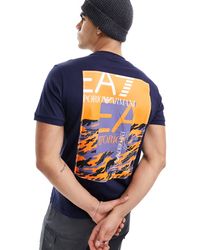 EA7 - Armani - - t-shirt con riquadro sul davanti e logo sul retro - Lyst