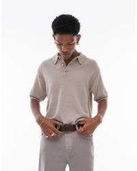 TOPMAN - Knitted Textured Polo - Lyst