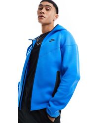 Nike - Sudadera azul con capucha y cremallera tech fleece - Lyst