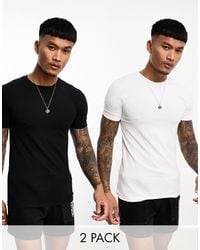 ASOS - 2 Pack Muscle Fit T-shirt With Crew Neck - Lyst