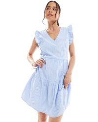 Vero Moda - Gestreepte Mini Jurk Met Stroken - Lyst